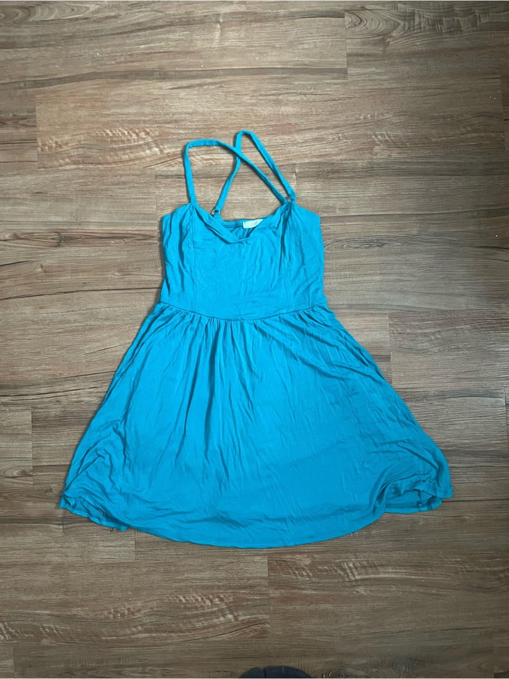 Lush Teal Scoop Neck Skater Mini Dress